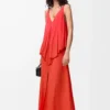Drapiertes Kleid aus Viskose Orange