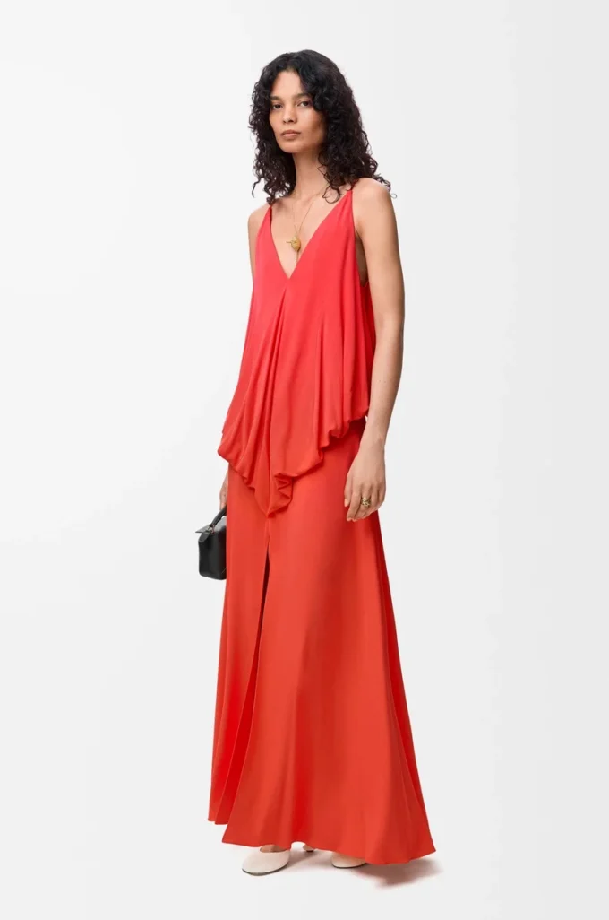 Drapiertes Kleid aus Viskose Orange