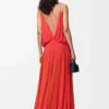 Drapiertes Kleid aus Viskose Orange