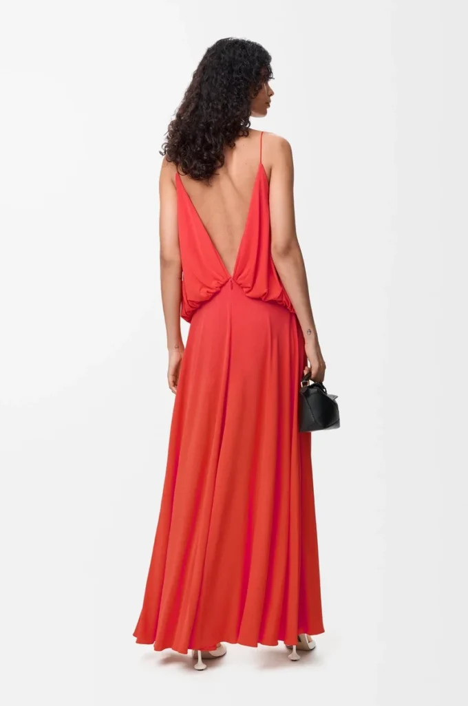 Drapiertes Kleid aus Viskose Orange