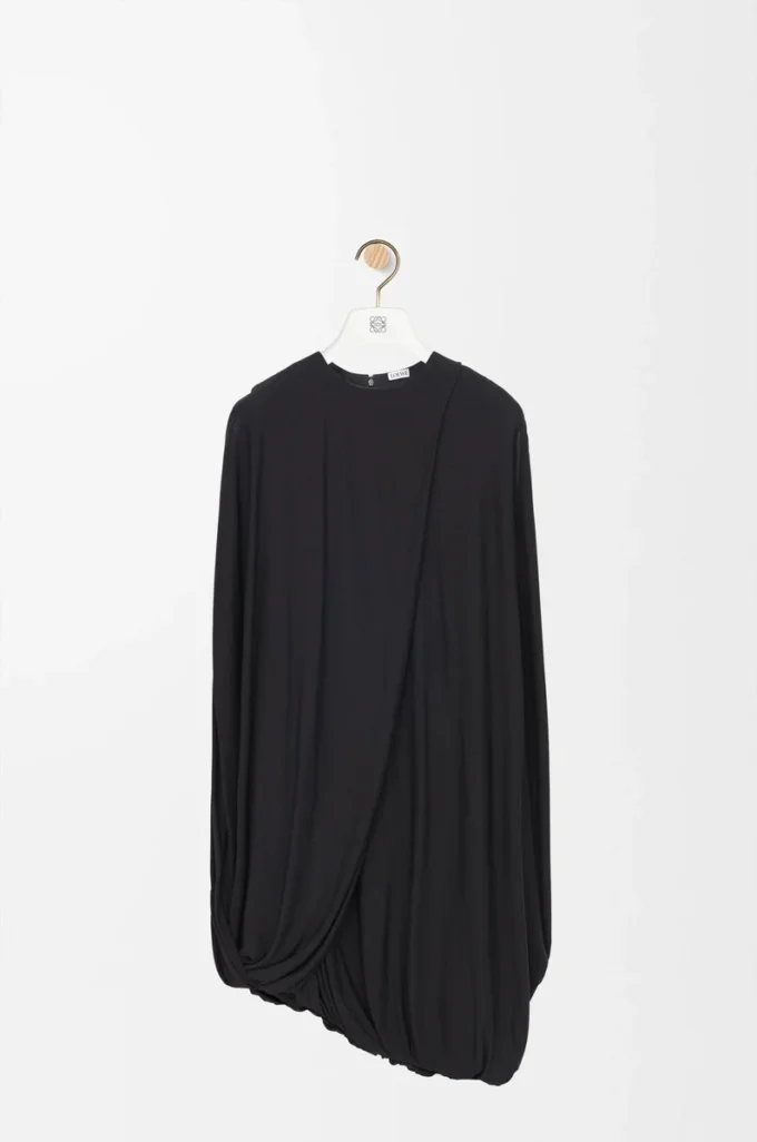 Drapiertes Kleid aus Viskose Schwarz