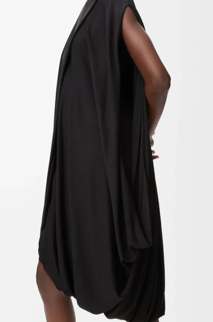 Drapiertes Kleid aus Viskose Schwarz