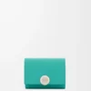 Dreifach gefaltete Geldbörse aus pebble grain Kalbsleder in Aquamarine