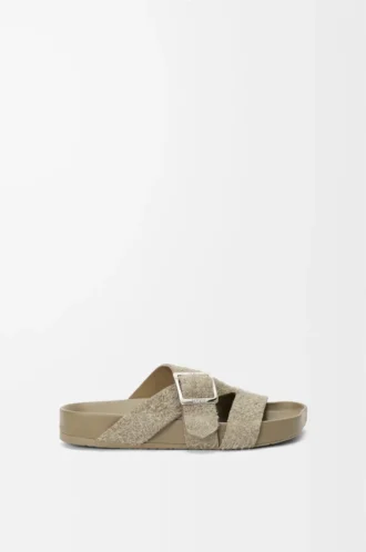 Ease Slipper aus gebürstetem Wildleder in Khaki-Grün
