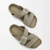 Ease Slipper aus gebürstetem Wildleder in Khaki-Grün