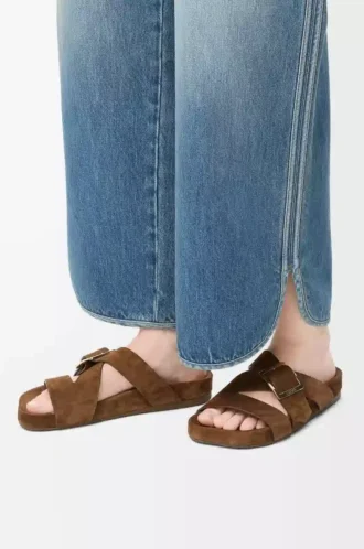 Ease Slipper mit Schnalle aus Wildleder Braun