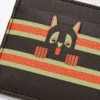 Einfacher Kartenhalter „Futurist Cat” aus klassischem Kalbsleder in Dunkelbraun/Orange