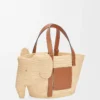 Elephant Basket aus Raffia und Kalbsleder Natur/Hellbraun