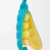 Erbsenschoten-Anhänger aus klassischem Kalbsleder in Deep Turquoise/Baby Corn