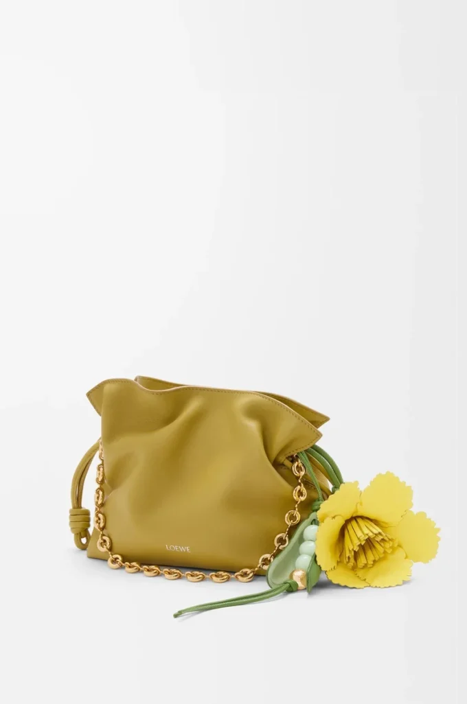 Tulpenanhänger aus klassischem Kalbsleder Gelb