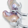 Erdbeer-Ohrringe aus Sterlingsilber und Perlen Silber/Rot