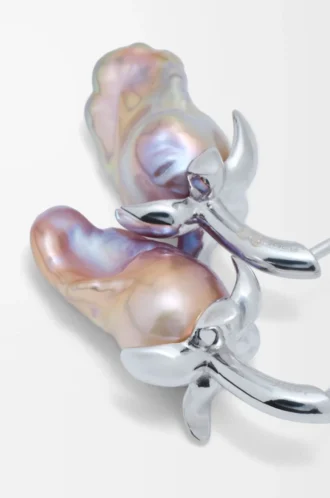 Erdbeer-Ohrringe aus Sterlingsilber und Perlen Silber/Rot
