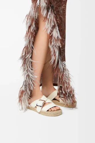 Espadrille-Pantolette aus weichem Kalbsleder in Weiß