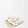 Espadrille-Pantolette aus weichem Kalbsleder in Weiß