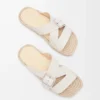 Espadrille-Pantolette aus weichem Kalbsleder in Weiß