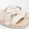 Espadrille-Pantolette aus weichem Kalbsleder in Weiß