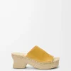 Espadrille-Pantolette mit Plateau aus pflanzlich gegerbtem Kalbsleder in Ocker