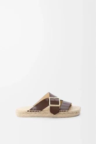 Espadrille-Pantolette Petal aus pflanzlich gegerbtem Kalbsleder Braun