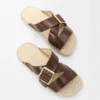 Espadrille-Pantolette Petal aus pflanzlich gegerbtem Kalbsleder Braun