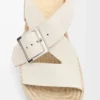 Espadrille-Plateausandale mit Blütenblattform aus weichem Kalbsleder    Weiß