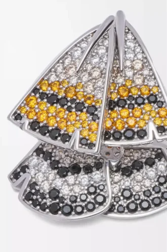 Feder-Ohrringe aus Sterlingsilber und Kristallen Silber/Orange
