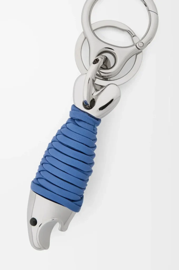 Fisch-Schlüsselanhänger mit Flaschenöffner Silber/Seaside Blue