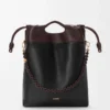 Flamenco Handtasche aus weichem Nappalammleder Schwarz/Dunkelbraun
