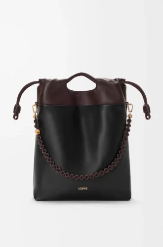 Flamenco Handtasche aus weichem Nappalammleder Schwarz/Dunkelbraun