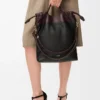 Flamenco Handtasche aus weichem Nappalammleder Schwarz/Dunkelbraun