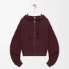 Flamenco-Hoodie aus Baumwolle und Kaschmir Dunkelburgunder