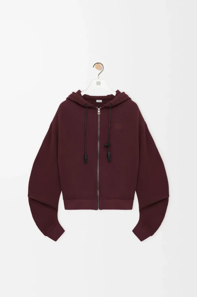 Flamenco-Hoodie aus Baumwolle und Kaschmir Dunkelburgunder