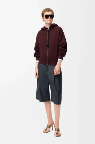 Flamenco-Hoodie aus Baumwolle und Kaschmir Dunkelburgunder