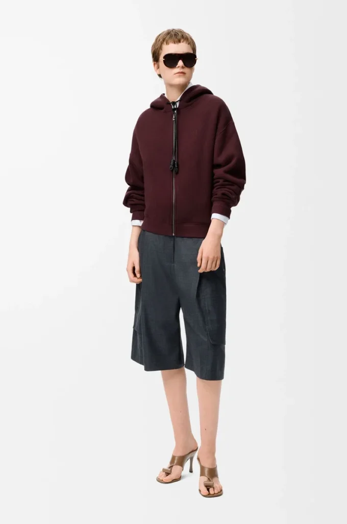 Flamenco-Hoodie aus Baumwolle und Kaschmir Dunkelburgunder