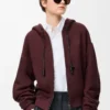 Flamenco-Hoodie aus Baumwolle und Kaschmir Dunkelburgunder