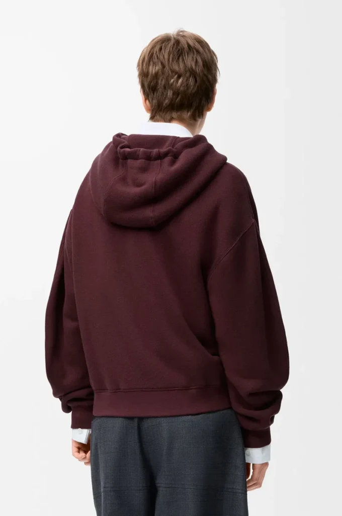 Flamenco-Hoodie aus Baumwolle und Kaschmir Dunkelburgunder