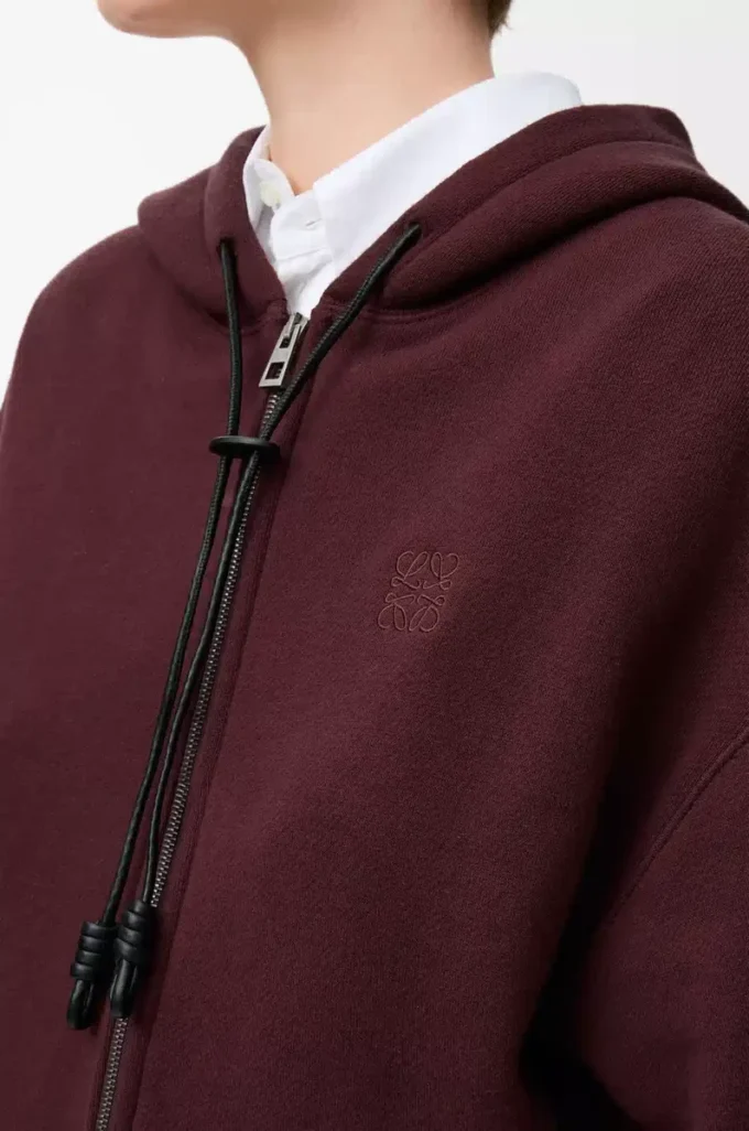 Flamenco-Hoodie aus Baumwolle und Kaschmir Dunkelburgunder