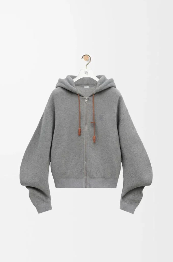 Flamenco-Hoodie aus Baumwolle und Kaschmir Grau