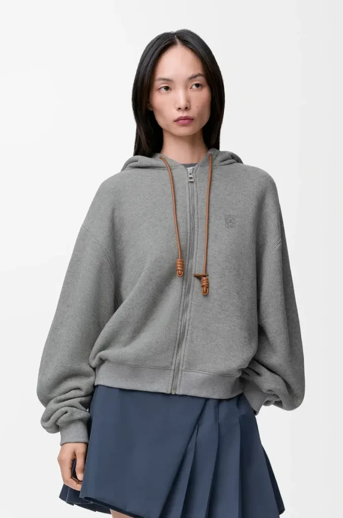 Flamenco-Hoodie aus Baumwolle und Kaschmir Grau
