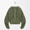 Flamenco-Hoodie aus Baumwolle und Kaschmir Khaki-Grün