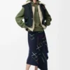 Flamenco-Hoodie aus Baumwolle und Kaschmir Khaki-Grün