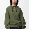 Flamenco-Hoodie aus Baumwolle und Kaschmir Khaki-Grün