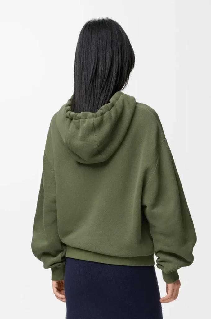 Flamenco-Hoodie aus Baumwolle und Kaschmir Khaki-Grün