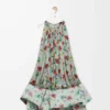 Flamenco-Kleid aus Viskose in Grün/Rot