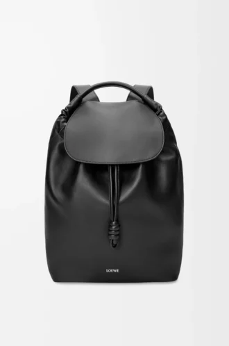 Flamenco-Rucksack aus glänzendem, geschmeidigem Kalbsleder Schwarz