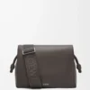 Flamenco Satchel aus glänzendem, geschmeidigem Kalbsleder Dunkelgrau