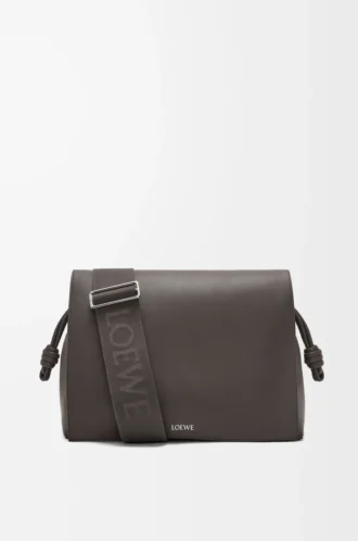 Flamenco Satchel aus glänzendem, geschmeidigem Kalbsleder Dunkelgrau