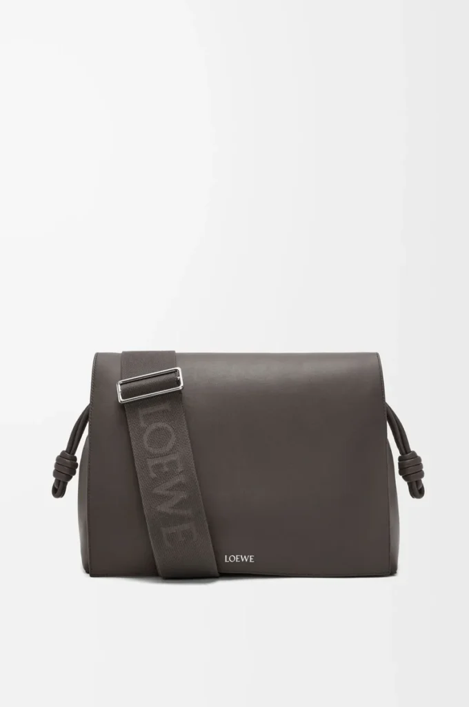 Flamenco Satchel aus glänzendem, geschmeidigem Kalbsleder Dunkelgrau
