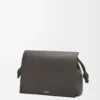 Flamenco Satchel aus glänzendem, geschmeidigem Kalbsleder Dunkelgrau