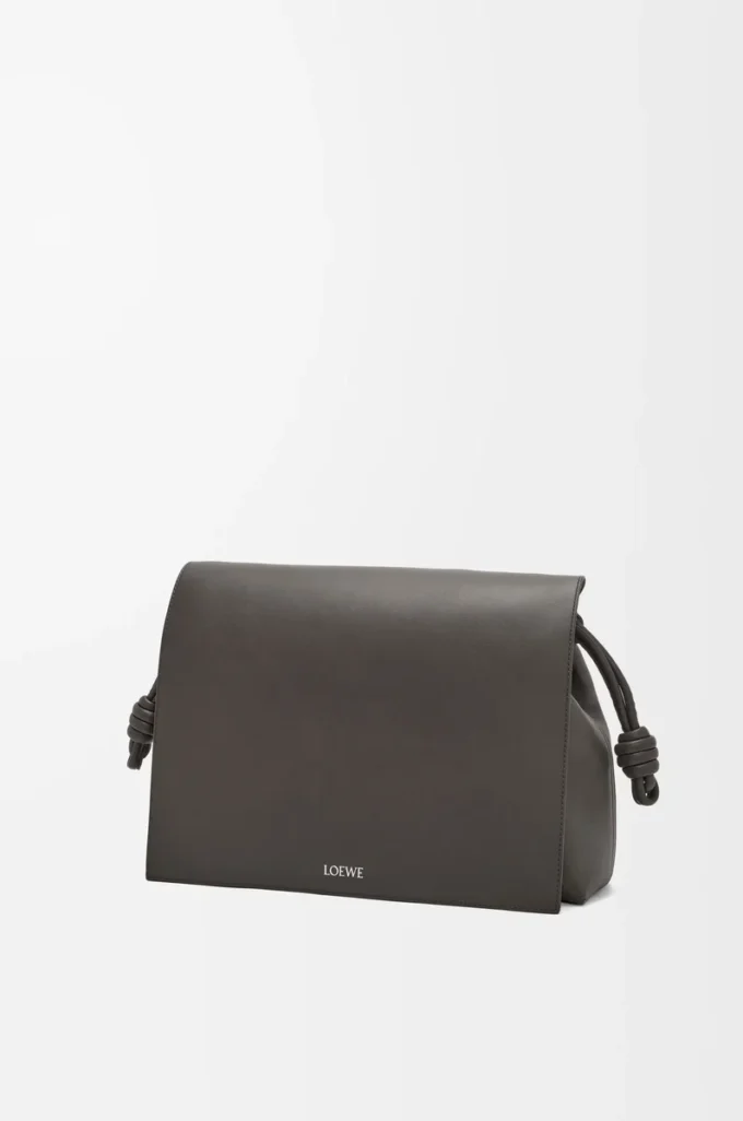 Flamenco Satchel aus glänzendem, geschmeidigem Kalbsleder Dunkelgrau