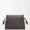Flamenco Satchel aus glänzendem, geschmeidigem Kalbsleder Dunkelgrau
